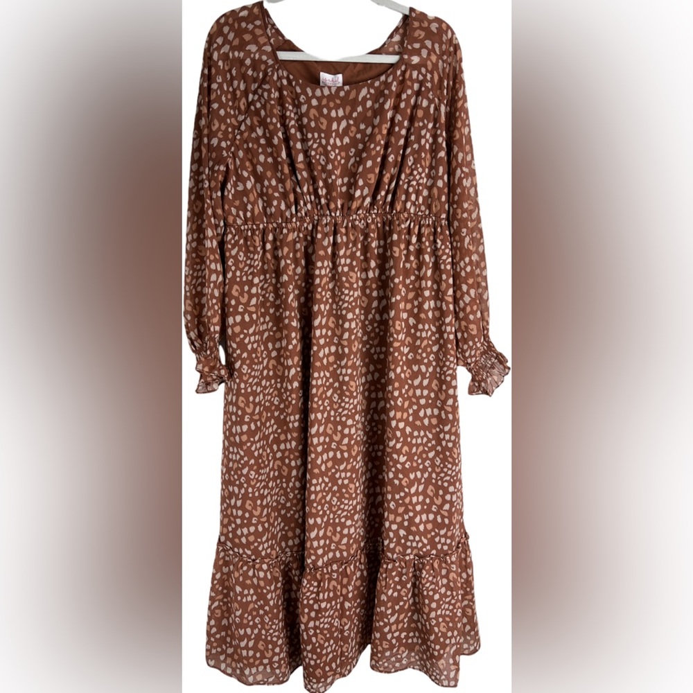 Brown Animal Print Maternity Dress